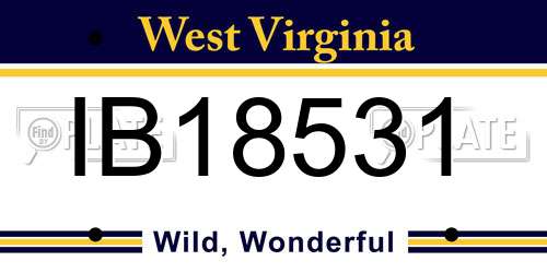 IB18531 West Virginia License Plate