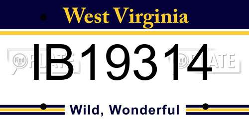 IB19314 West Virginia License Plate