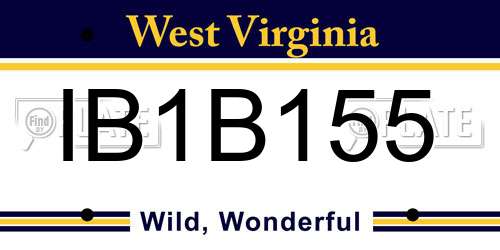 IB1B155 West Virginia License Plate