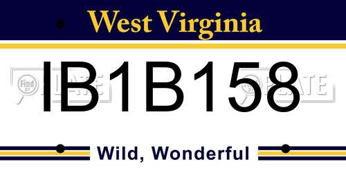 IB1B158 West Virginia License Plate