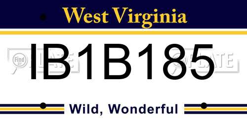 IB1B185 West Virginia License Plate