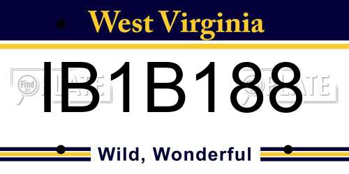 IB1B188 West Virginia License Plate