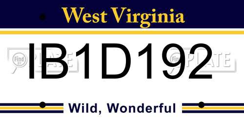 IB1D192 West Virginia License Plate