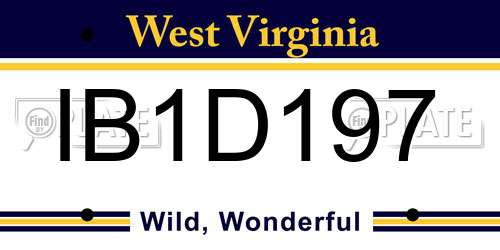 IB1D197 West Virginia License Plate
