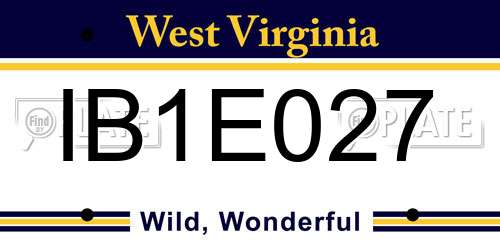 IB1E027 West Virginia License Plate
