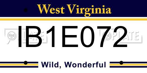 IB1E072 West Virginia License Plate