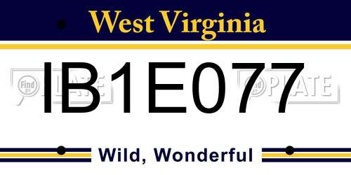 IB1E077 West Virginia License Plate