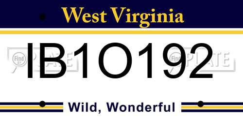 IB1O192 West Virginia License Plate
