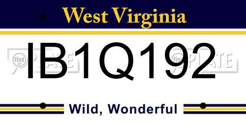 IB1Q192 West Virginia License Plate