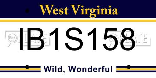 IB1S158 West Virginia License Plate