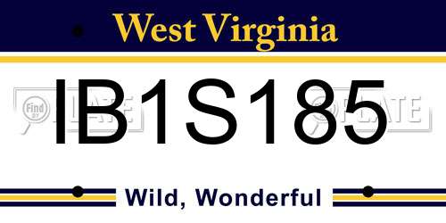 IB1S185 West Virginia License Plate