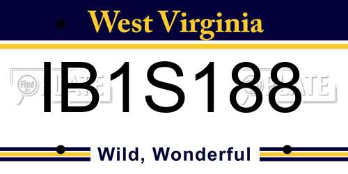 IB1S188 West Virginia License Plate