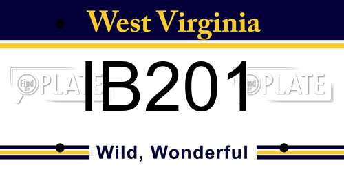 IB201 West Virginia License Plate