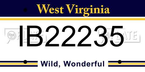 IB22235 West Virginia License Plate