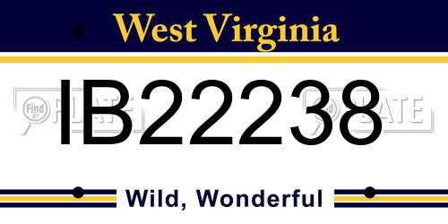 IB22238 West Virginia License Plate