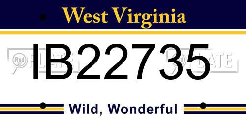 IB22735 West Virginia License Plate