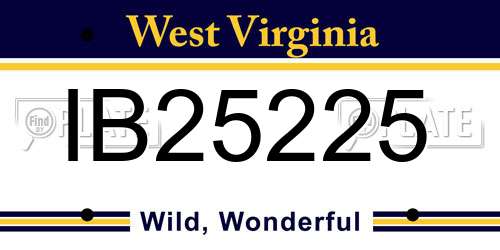 IB25225 West Virginia License Plate
