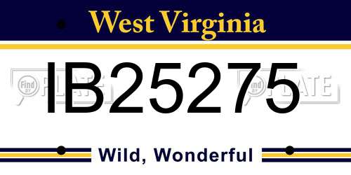 IB25275 West Virginia License Plate