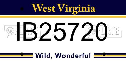 IB25720 West Virginia License Plate