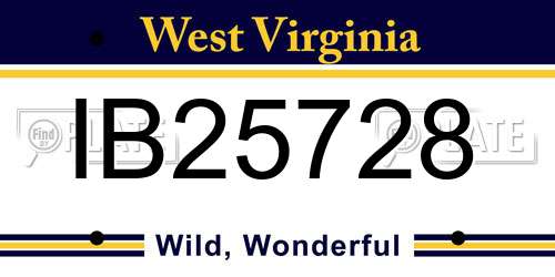 IB25728 West Virginia License Plate
