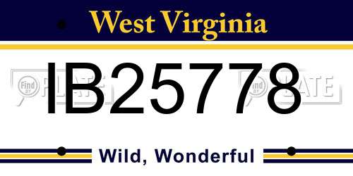 IB25778 West Virginia License Plate