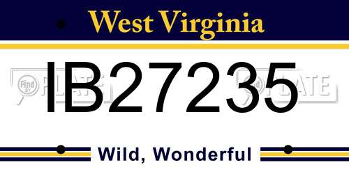IB27235 West Virginia License Plate