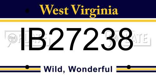 IB27238 West Virginia License Plate