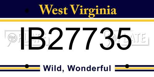 IB27735 West Virginia License Plate