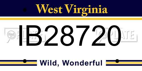 IB28720 West Virginia License Plate