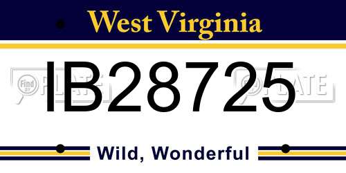 IB28725 West Virginia License Plate