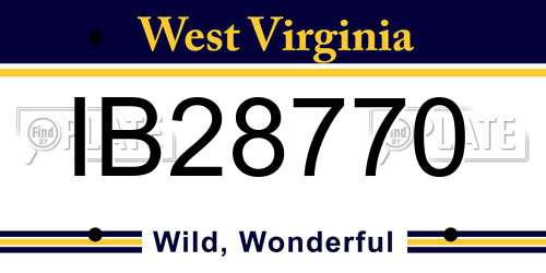 IB28770 West Virginia License Plate