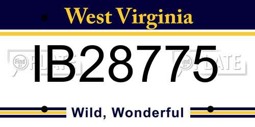 IB28775 West Virginia License Plate