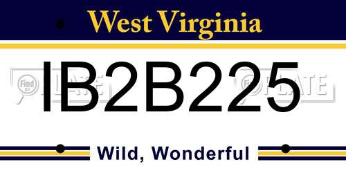 IB2B225 West Virginia License Plate