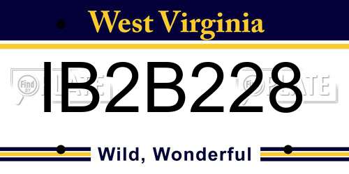 IB2B228 West Virginia License Plate