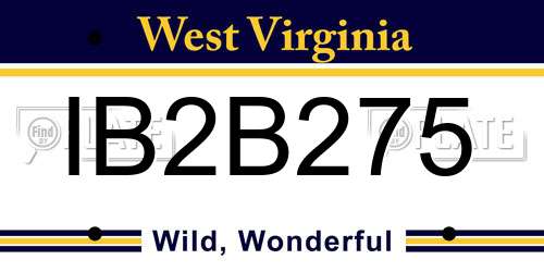 IB2B275 West Virginia License Plate