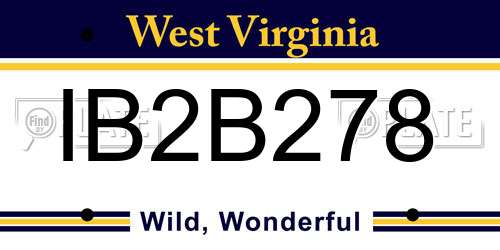 IB2B278 West Virginia License Plate
