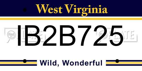 IB2B725 West Virginia License Plate