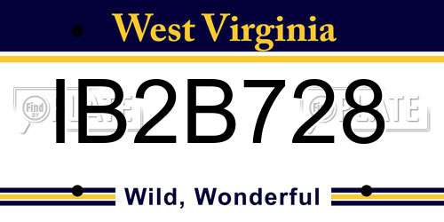 IB2B728 West Virginia License Plate