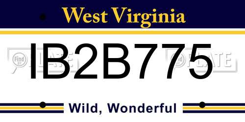 IB2B775 West Virginia License Plate