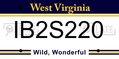 IB2S220 West Virginia License Plate