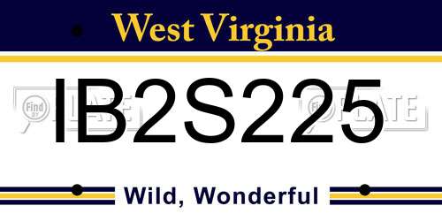 IB2S225 West Virginia License Plate