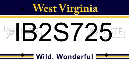 IB2S725 West Virginia License Plate