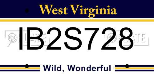 IB2S728 West Virginia License Plate