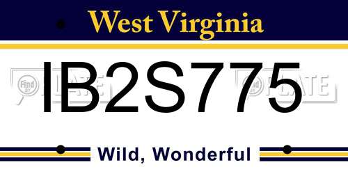 IB2S775 West Virginia License Plate