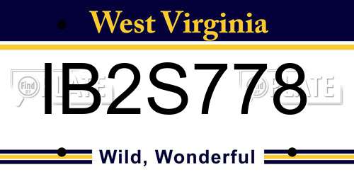 IB2S778 West Virginia License Plate
