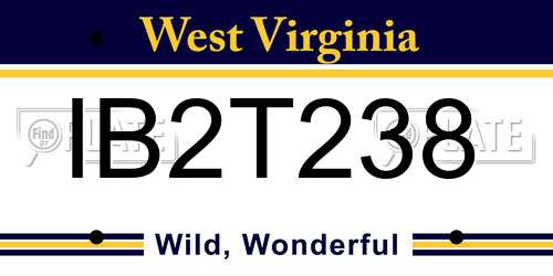 IB2T238 West Virginia License Plate