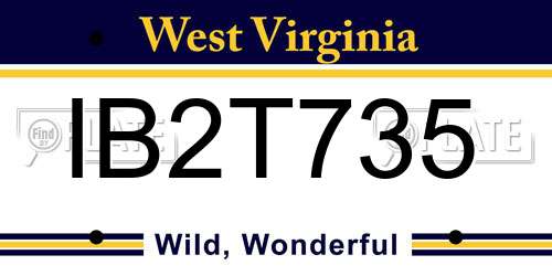IB2T735 West Virginia License Plate