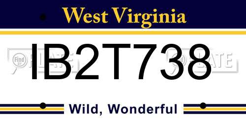 IB2T738 West Virginia License Plate