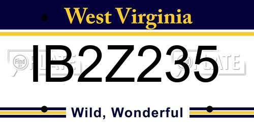 IB2Z235 West Virginia License Plate