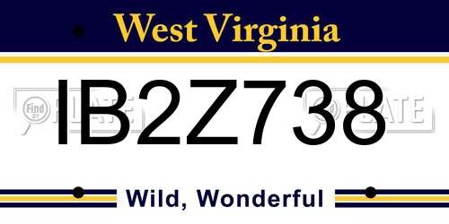 IB2Z738 West Virginia License Plate